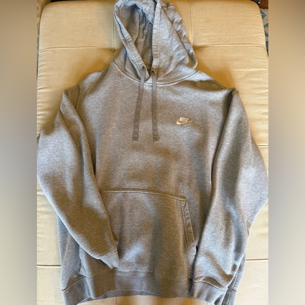 Nike Light Gray Hoodie with White Swoosh Tag